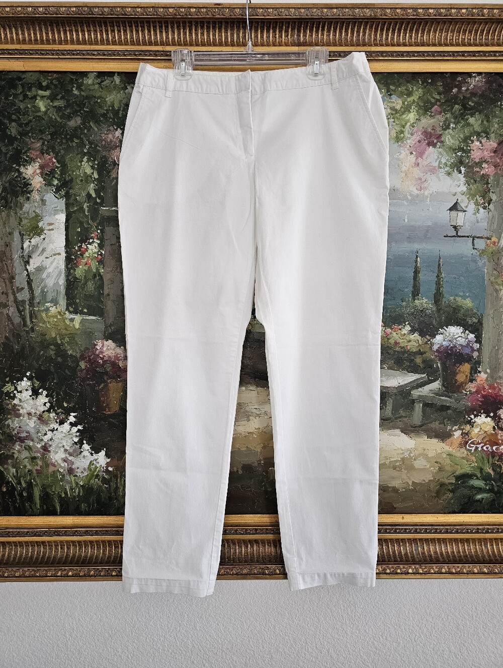 Bass Maine USA Classic White Straight Leg Pants Size 12 Coastal Minimalist